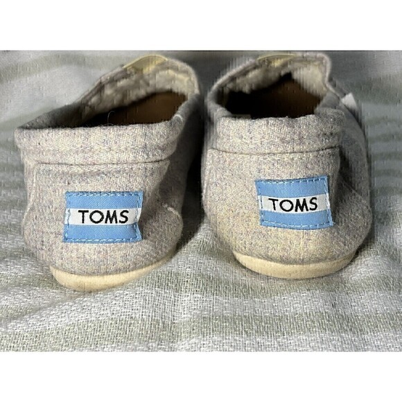 Toms 6 wool FLANNEL slip on gray flats faux FUR classic Alpargatas shoes - Picture 3 of 12